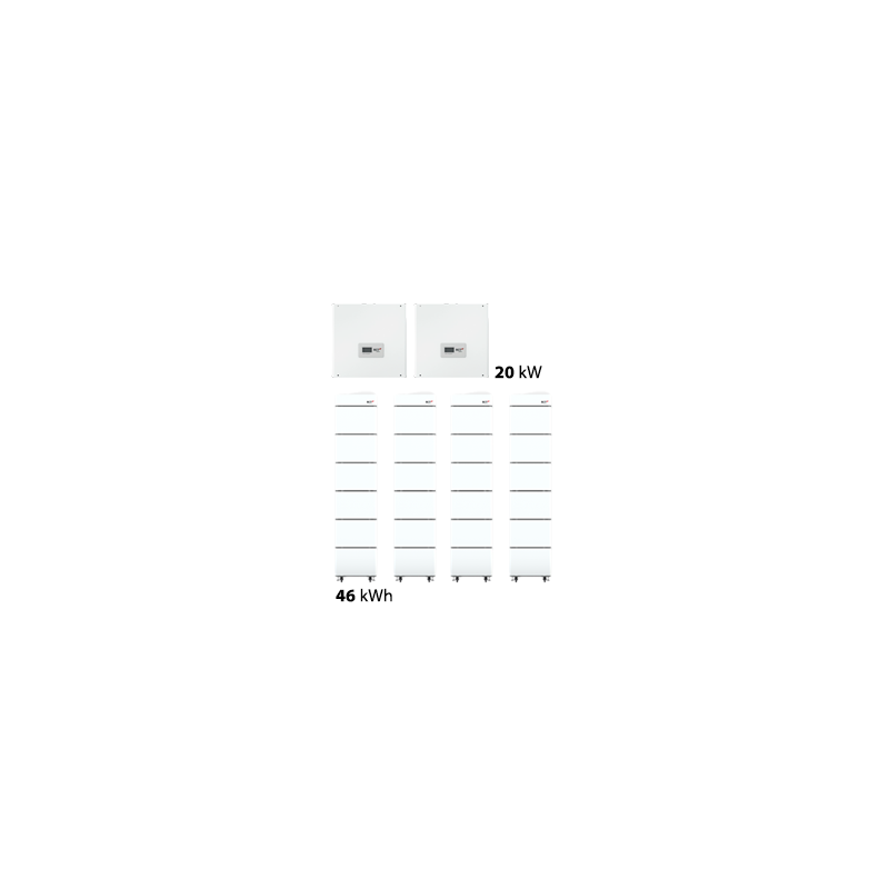 46 kWh RCT storage package - 2x 10 kW Hybrid Inverter + 2x Double Tower (4x6 batteries)