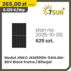 Jinko JKM500N-54HL4M-BDV Black frame / Bifacial
