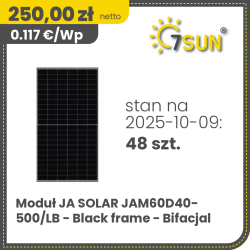 JA Solar JAM60D40-500/LB - Black frame - Bifacial