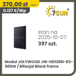 Jolywood JW-HD120N-R3-500W / Bifacial Black frame